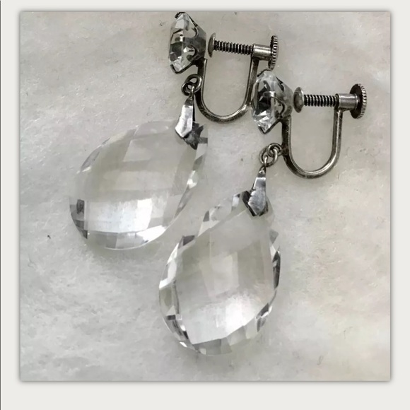 Vintage SS Rock Crystal Quartz Earrings - Picture 5 of 6